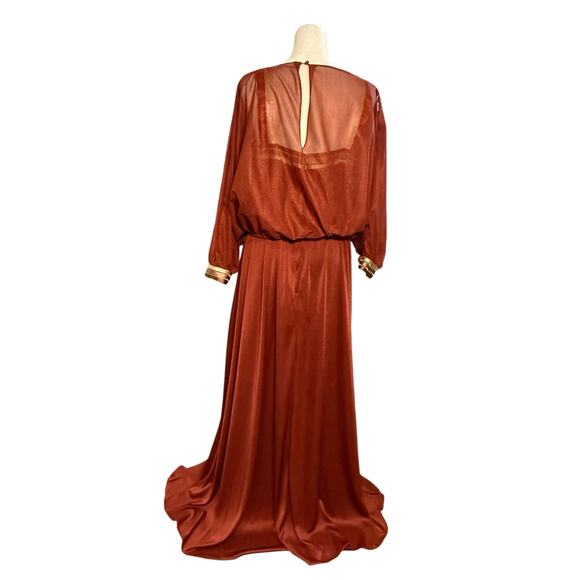 Vintage 70s Maxi Sheer Dress 13 Capelet‎ Disco Boho Dancing Queen Saturday Night - Picture 7 of 9